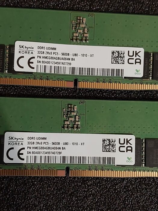 64GB 5600Mts CL46 DDR5 SK Hynix , RAM памет 2x32GB ( 6000Mts CL30 )