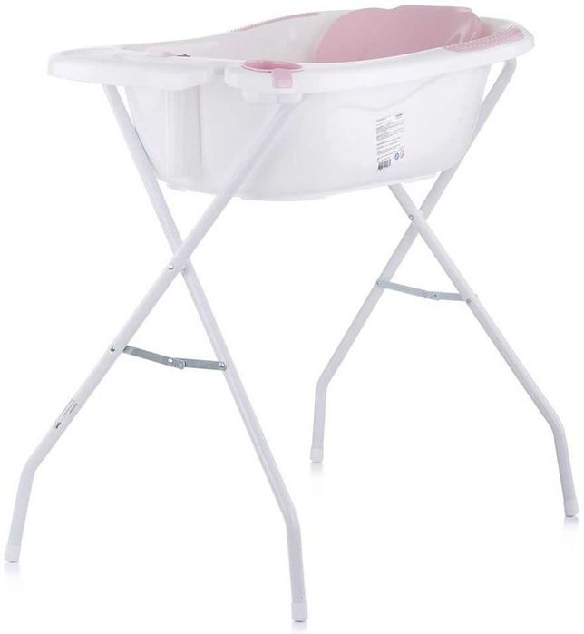 Вана за къпане с подложка и стойка Chipolino, розова, 87 cm