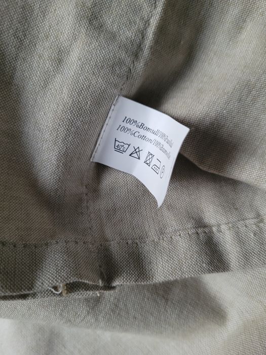 Два броя памучни бродирани пердета, с драперия и дантела