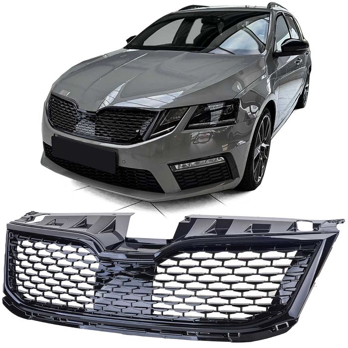 Grila radiator Sport RS neagra pentru Skoda Octavia 5E Facelift 17-20
