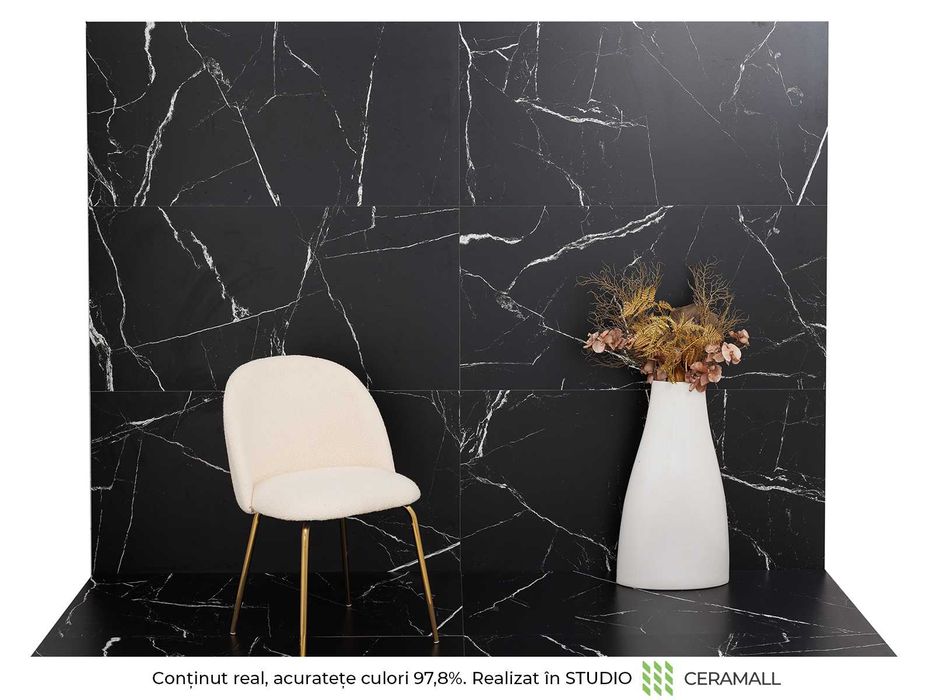 Gresie portelanata Nero Marquina Tech 60x120 Mat Negru