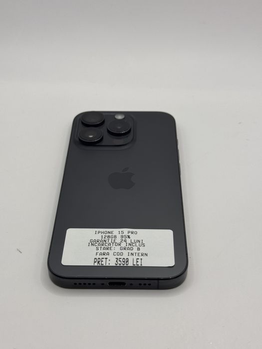 Magazin vinde iphone 15 pro 128gb 95% garantie grad B