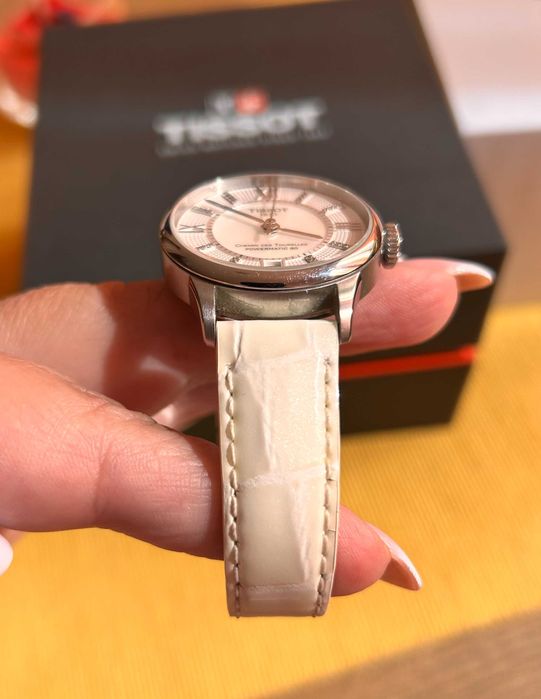 Дамски часовник TISSOT,Автоматиk ТИСОТ 32 диаманта, бял, сапфир стъкло