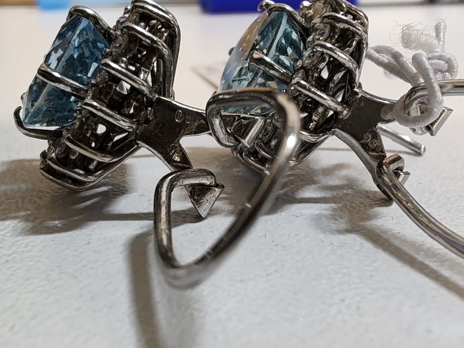 Cercei cu diamante și aquamarin Aur 18k Gr 8,82 cod unic 882