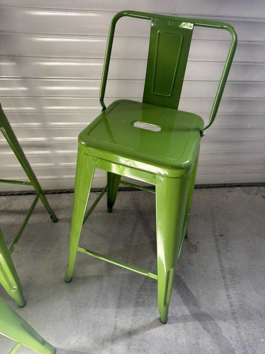 Комплект 5бр. бар столове с облегалка - Зелени. С дребни транспортни драскотини, цената е за целия комплект !