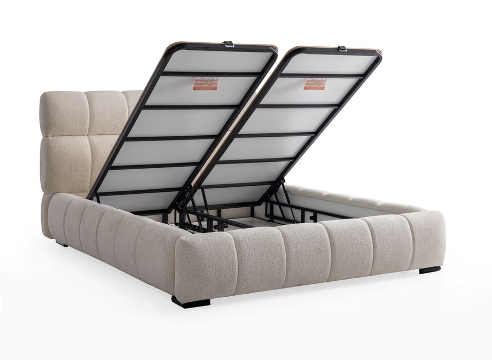 Тапицирано легло Premium Перлено бяло