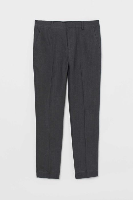 H&M - 2 costume vara premium slim fit din in 100% mar. 50/52 [talie 90-100 cm], gri/verde-kaki, noi
