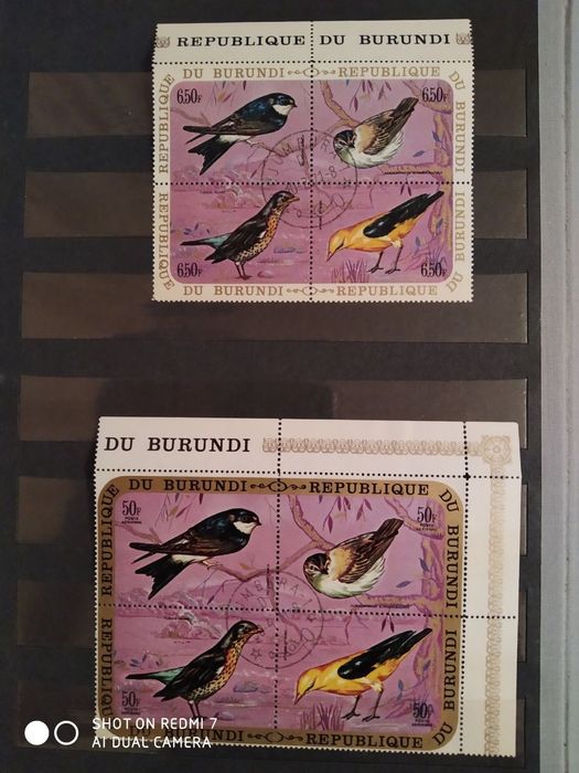 Марки Республика Бурунди , птицы полная серия 1971 с гашением