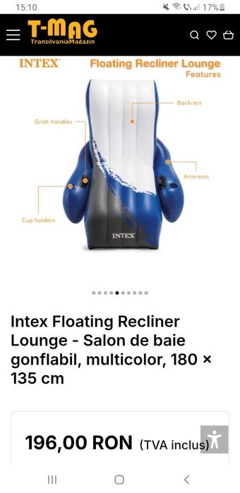 Sezlong Gonflabil / Scaun reclinabil plutitor