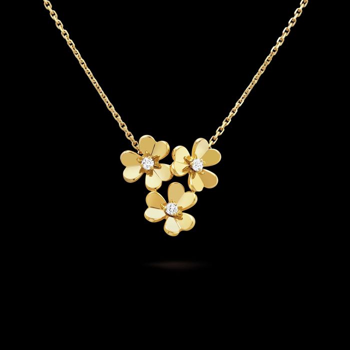 Van Cleef & Arpels VCA 3 Gold Mini Frivole Diamond Flower Дамско Колие