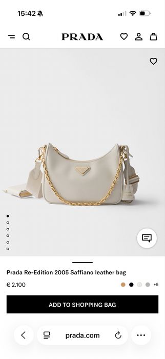 Бяла дамска чанта PRADA RE EDITION 2005