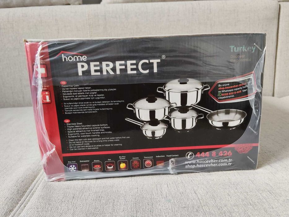 Set de oale din inox de 9 piese „Home Perfect Mega Cookware Set” NOU