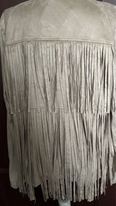 Jacheta / cardigan cu franjuri - imitatie piele intoarsa