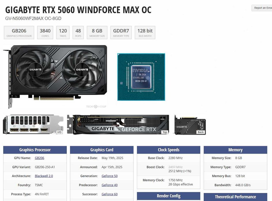 Vând Gigabyte RTX 5060 WINDFORCE MAX OC 8GB – Full box / Garanție