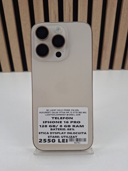 Iphone 16 PRO / DISPLAY SCHIMBAT / 128GB / 88% BAT / #58751