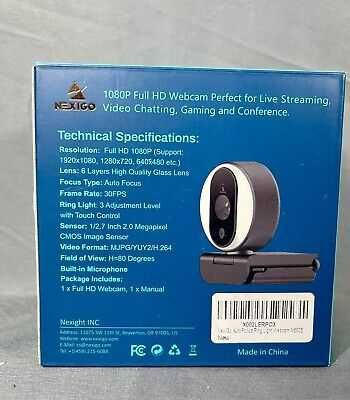 Webcam camera Web NexiGo N680E FullHD cu inel de lumina, Auto focus noua sigilata