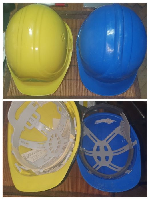 NOUA Casca de protectie constructii, lucru, alpinism, drumetii, sporturi etc, de culoare galbena si albastra
