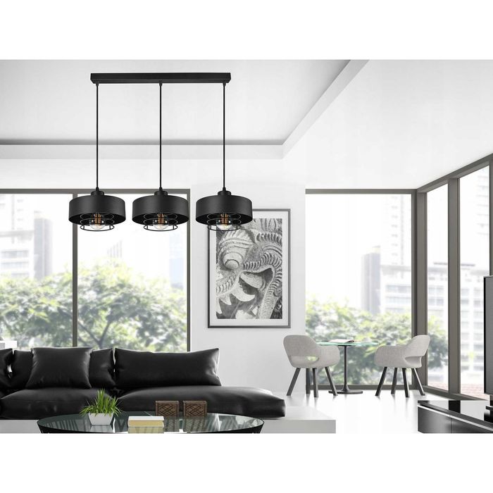 LEDO-320 Висяща лампа 3xE27, Черно Мат