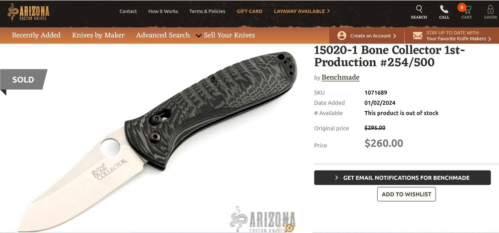 Нож Bencmade Limited Edition 500 Броя