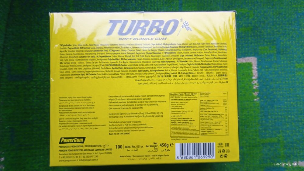 Guma Turbo cutie de 100 bucati