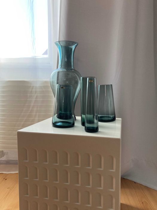 set vaze pt mobilier din sticla cristal turmalin Wilhelm Wagenfeld WMF