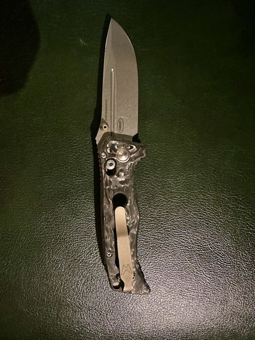 Bechmade Mini Adamas Marbled Carbon Fiber DROP-POINT