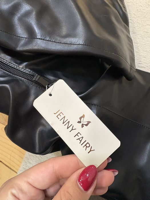 Черни кожени ботуши Jenny fairy