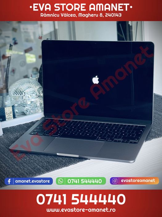 Laptop Apple MacBook Air 13.6” Space Gray M3 Cip 256GB 8GB RAM Touch ID A3113 2024 Battery Life 100% (73 Cicluri) Complete in Box