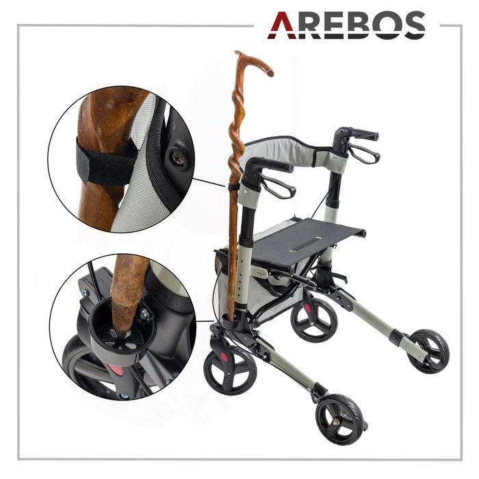 Лек алуминиев ролатор/ проходилка със седалка и пазарска чанта 7,6кг