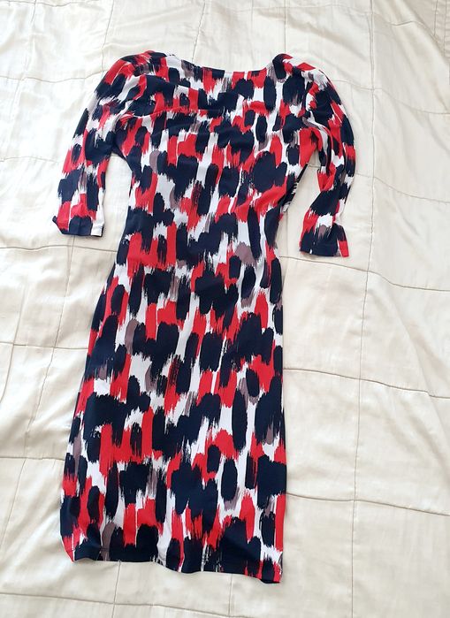 Next London M/L rochie negru roșu, mulată elegantă, midi, decolteu adânc, ocazie, elastică