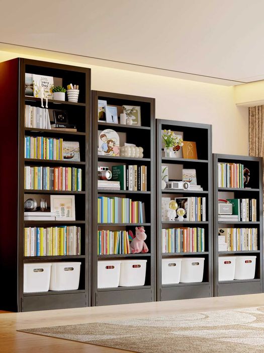 Нержавеющий металлический книжный шкаф с высокими прочными полками