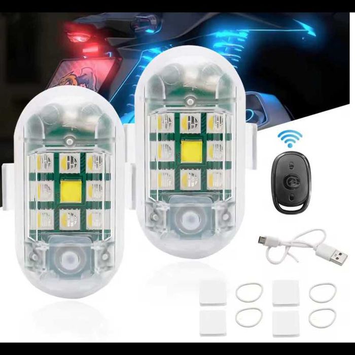 Set 2 Mini Stroboscoape LED Wireless  Acumulator și Telecomandă