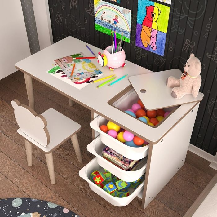Детска маса със стол и чекмеджета