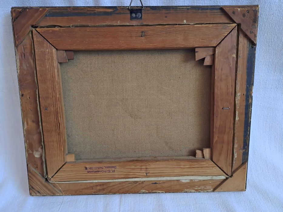 tablou vechi pictura pe panza 31/38 cm semnat datat 1919
