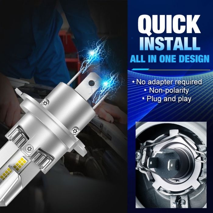 2 БРОЯ LED Диодни крушки H4 200W 9-32V +300%