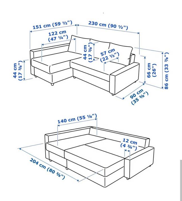 Ъглов разтегателен диван с ракла Ikea Friheten