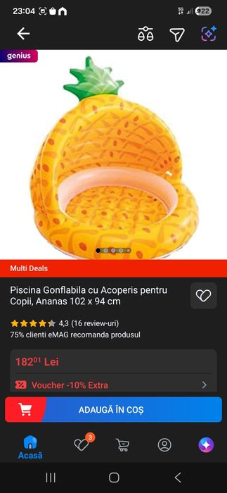 Piscina Gonflabila cu Acoperis pentru Copii, Intex Ananas 102 x 94 cm