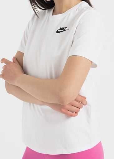 Nike, Tricou cu decolteu la baza gatului Sportswear Club Essentials, Alb optic