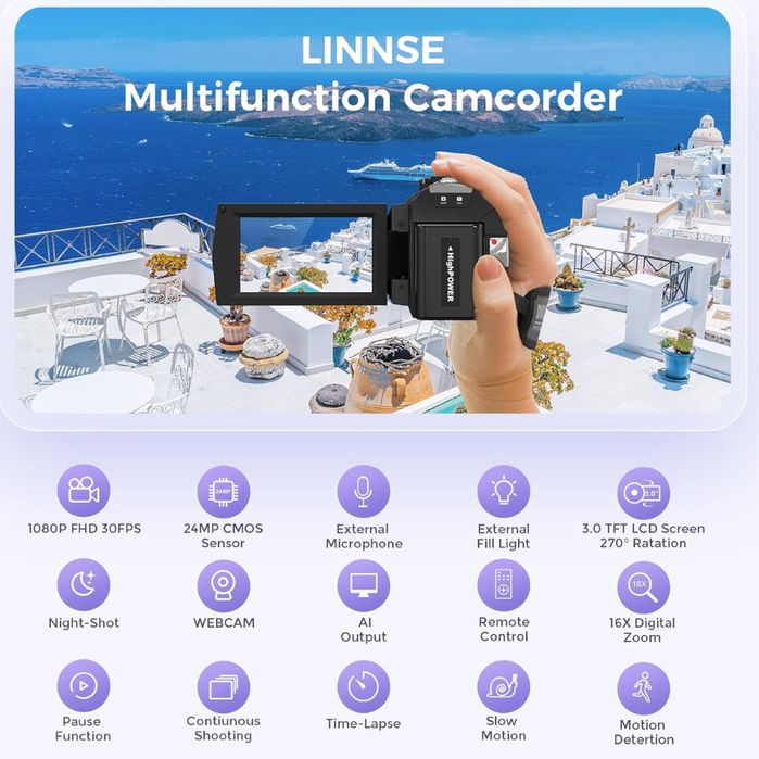 Cameră video, Full HD 1080P Digital YouTube Vlogging