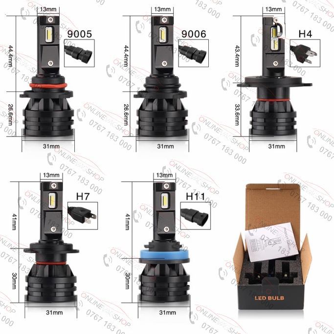 Set becuri LED H1 , H4, H7, 6000LM