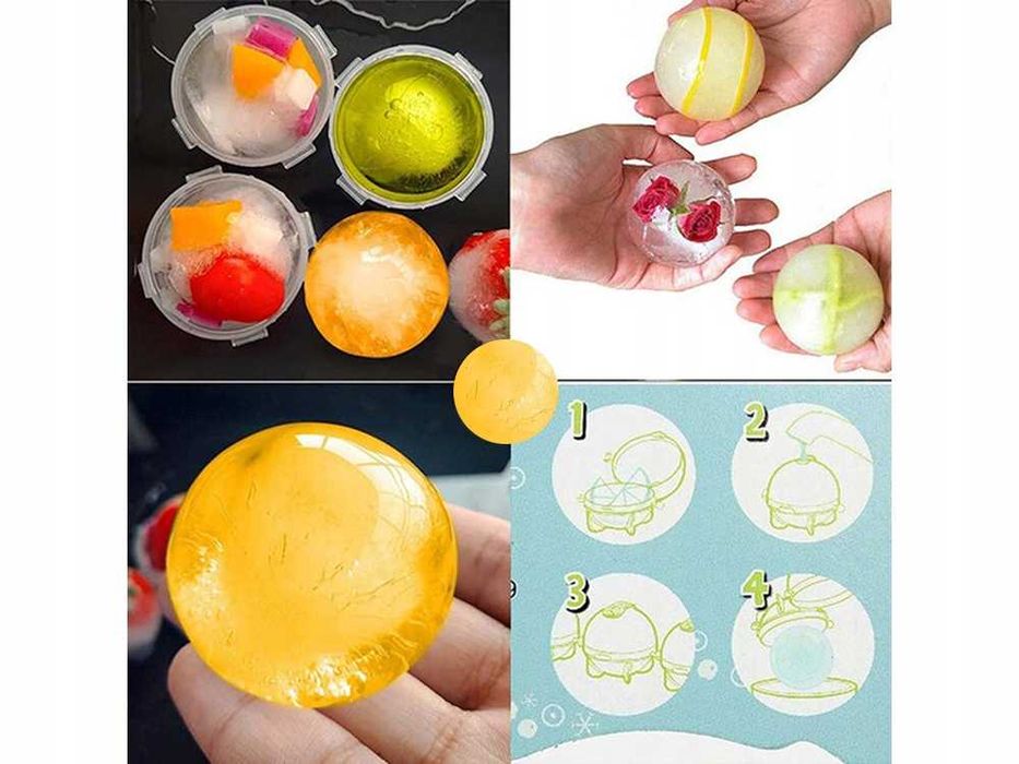 Forma rotunda pentru gheata 4 bile mari reutilizabile transparent 5 cm