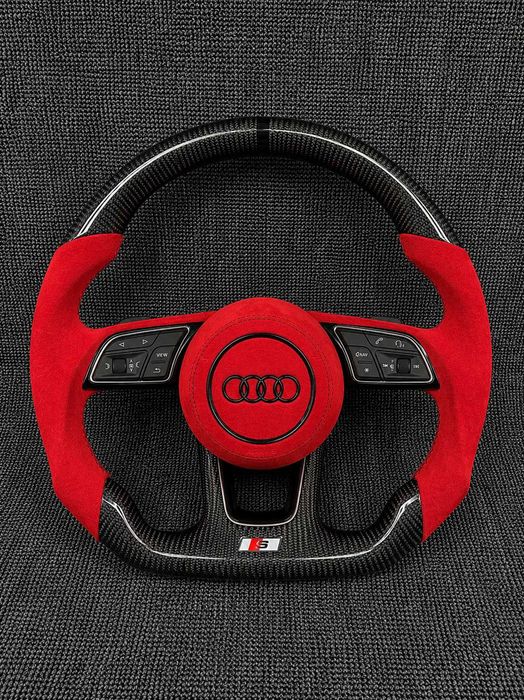 Volan Audi RS Custom | Piele / Carbon / Alcantara | A1 A3 A4 A5 A6 A7 A8 S3 S4 S5 S6 S7 S8 RS3 RS4 RS5 RS6 RS7 Q2 Q3 Q5 Q7 Q8 TT R8