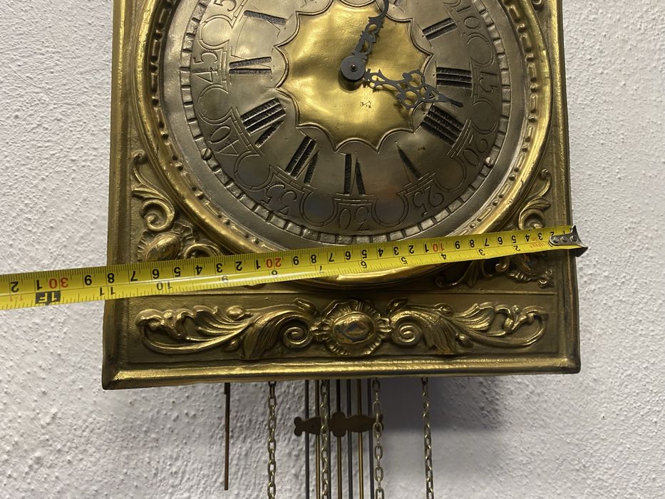 стенен часовник с месингова украса Германия 1950-1960 г.