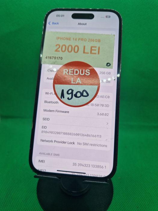 Iphone 14 pro 256gb 100% bat•Amanet Lazar Crangasi•41675
