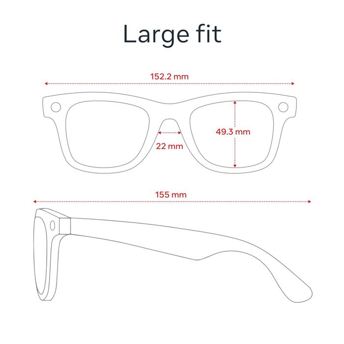 Смарт очила Ray-Ban Meta Wayfarer, GEN 2 - размер L, 32 GB памет, 12MP камера, матово черно - НОВО
