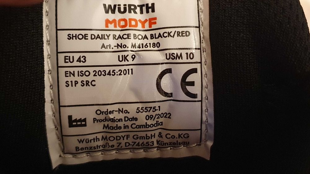 WÜRTH MODYF S1P Daily Race Boa предпазни обувки Номер-43