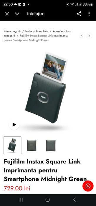 Fujifilm Instax Square Link Imprimanta pentru Smartphone Midnight Gree