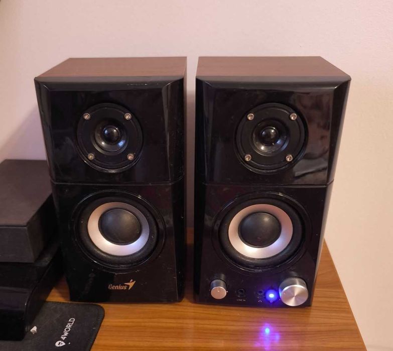 Boxe Genius SP-HF500A, 2.0, 14W RMS, Black & Cherry Wood