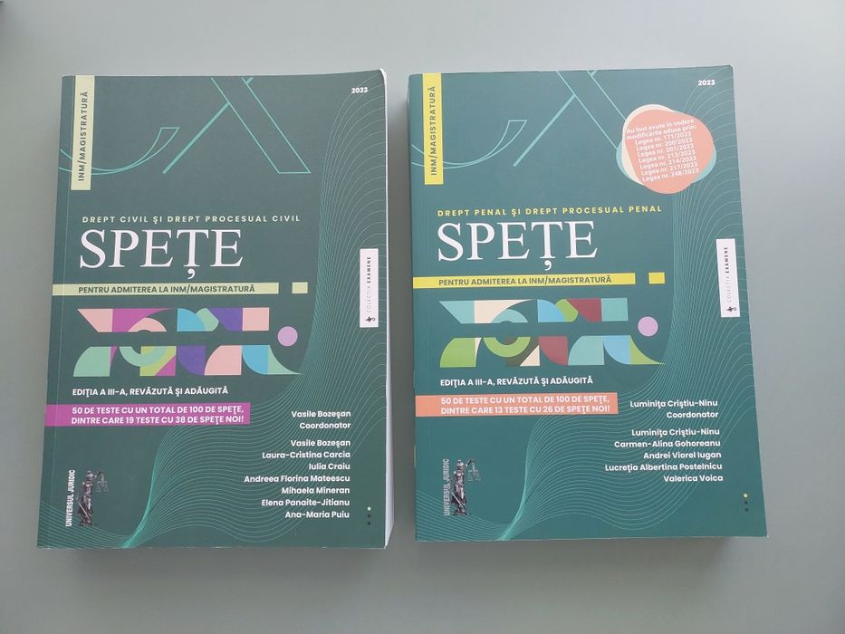 Vând set carti de spete admitere magistratura și INM