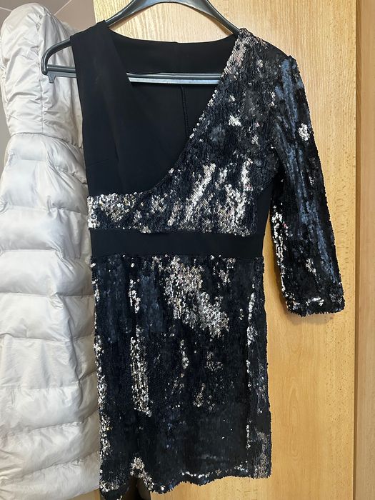 Дамска рокля Сребристо черно